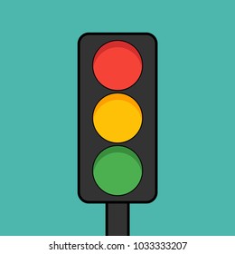 A traffic light in a flat style. Cartoon style