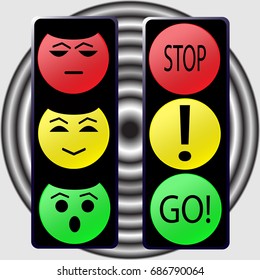 Traffic light. Follow the rules of the road. Rules for pedestrians. Vector illustration.