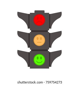 Traffic light. Follow the rules of the road. Rules for pedestrians. Vector illustration. Isolated on white background