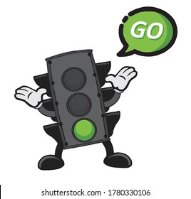 Traffic light with a funny expression