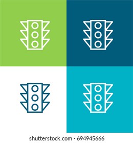 Traffic light green and blue material color minimal icon or logo design