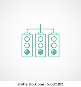 Traffic Light Green Line Icon On White Background