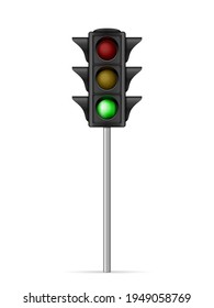 Luz verde del semáforo sobre un fondo blanco. Ilustración vectorial.