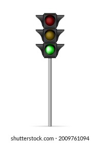 Traffic light green light on a white background. Vector illustration.
