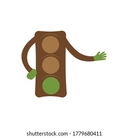 Traffic light with a green signal. Traffic allowed. Go. Regulation of traffic at the intersection. International traffic light day August 5th. Colorful vector illustration in a flat style.
