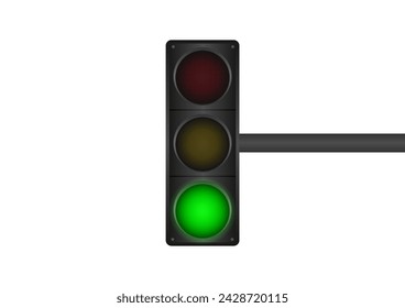Ampel mit grünem Licht. Vektor-Illustration isoliert auf weißem Hintergrund. 