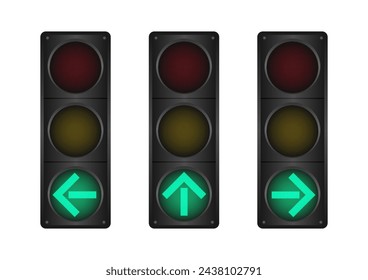 Traffic light with Green Light. Vector Illustration Isolated on White Background. 