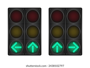 Traffic light with Green Light. Vector Illustration Isolated on White Background. 