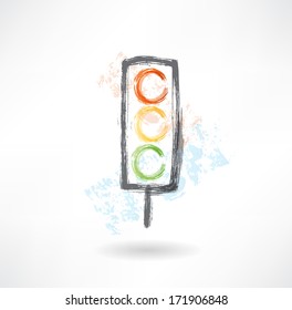 traffic light grunge icon.