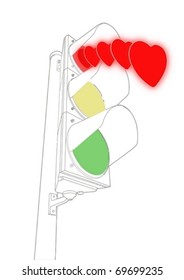 traffic light with a heart instead of red light