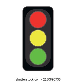 Traffic light icon with all three colors on. Vector illustration isolated on a white background