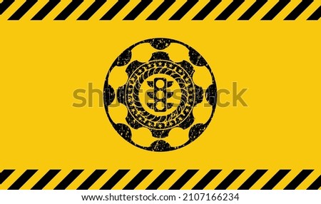 traffic light icon black grunge emblem inside yellow warning sign. Vector Illustration. Detailed. 