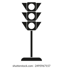 Traffic light icon. Black traffic signal. Vector street symbol. Simple road sign.