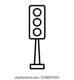 El icono de semáforo en blanco y negro representa la seguridad vial y el control del tráfico.