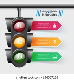 Traffic Light Icon. Business Infographic.