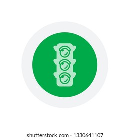 Traffic light icon. Icon in colored circle with gray bold border. Web button, modern flat design