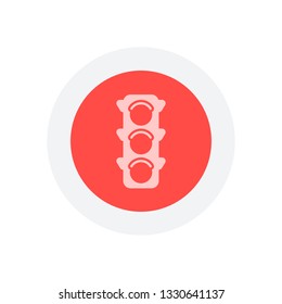 Traffic light icon. Icon in colored circle with gray bold border. Web button, modern flat design