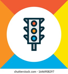 Traffic light icon colored line symbol. Premium quality isolated stoplight element in trendy style.