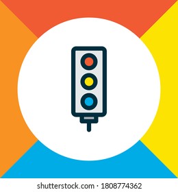Traffic light icon colored line symbol. Premium quality isolated stoplight element in trendy style.