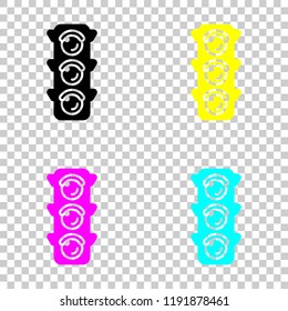 Traffic light icon. Colored set of cmyk icons on transparent background