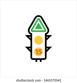 Traffic Light Icon, Traffic Control Light Vector Art Illustration