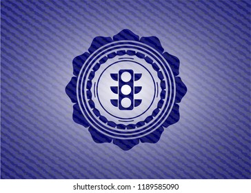 traffic light icon with denim texture