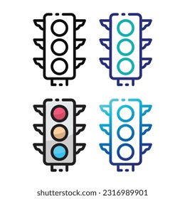 Traffic light icon design in four variation color