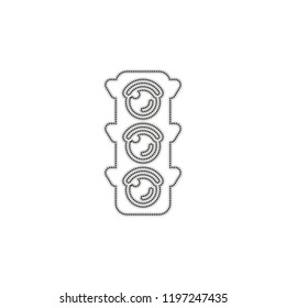 Traffic light icon. Dotted outline silhouette with shadow on white background