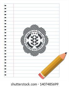 traffic light icon draw with pencil effect. Vector Illustration. Detailed.