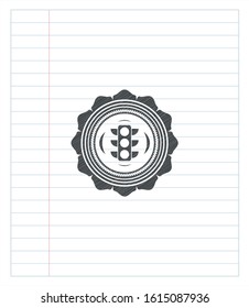 traffic light icon draw with pencil effect. Vector Illustration. Detailed.