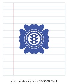 traffic light icon drawn with pen. Blue ink. Vector Illustration. Detailed.