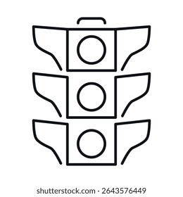 A traffic light icon featuring a minimalist design with three circular lights arranged vertically, symbolizing the different traffic light signals.