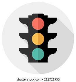 Traffic light icon. Flat design style modern vector illustration. Isolated on stylish color background. Flat long shadow icon. Elements in flat design.