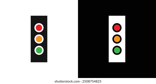 Traffic light icon Flat fill set collection