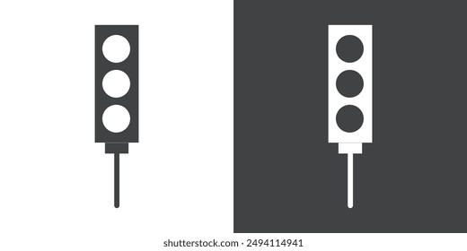 Traffic light icon Flat set in black and white color outline vector