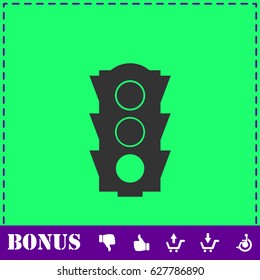Traffic light icon flat. Simple vector symbol and bonus icon