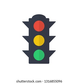 traffic light icon in flat style isolated vector illustration on white transparent background