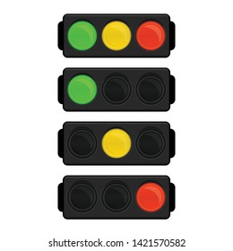 Traffic Light icon in flat style. Semaphore isolated on white background. Simple traffic lights with red, yellow, green lights - go, wait, stop. Vector illustration EPS 10.