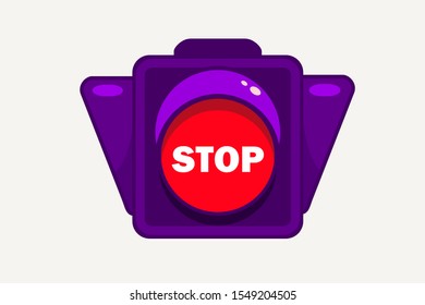 Traffic Light icon in flat style. Semaphore isolated on grey background. Simple traffic lights with red, yellow, green lights - go, wait, stop