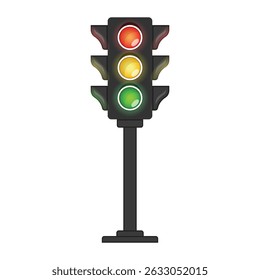 Traffic light icon in flat style. Stoplight vector illustration on isolated background. Semaphore sign business concept.