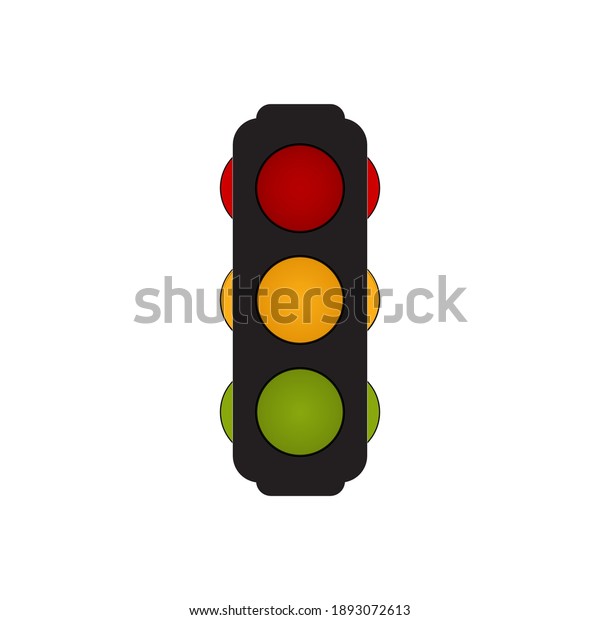 Traffic light icon in\
flat style with red, yellow, green light - stop, wait, go. Vector\
illustration.\
