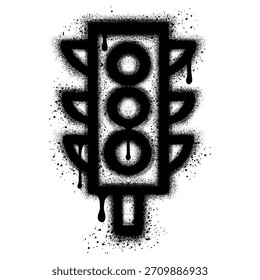 Traffic light icon in graffiti style with black spray paint