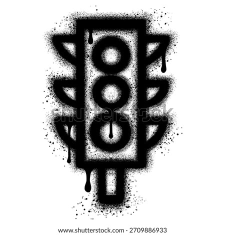 Traffic light icon in graffiti style with black spray paint