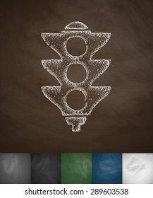 traffic light icon. Hand drawn vector illustration. Chalkboard Design