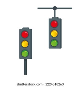 Traffic light icon, illustration in flat cartoon style