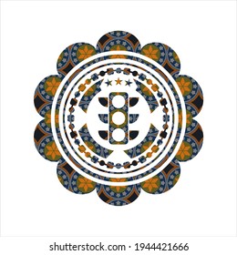 icono de semáforo dentro de la insignia de estilo arabesco. decoración árabe. 