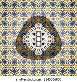 icono de semáforo dentro de la placa árabe. Decoración árabe. 