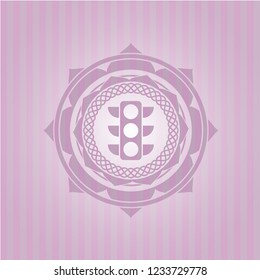 traffic light icon inside badge with pink background