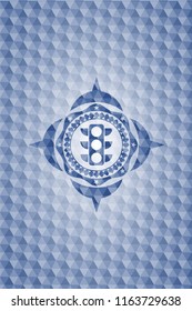 traffic light icon inside blue emblem with geometric pattern.