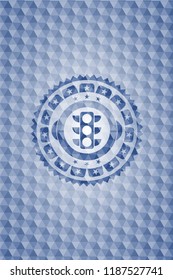 traffic light icon inside blue badge with geometric background.